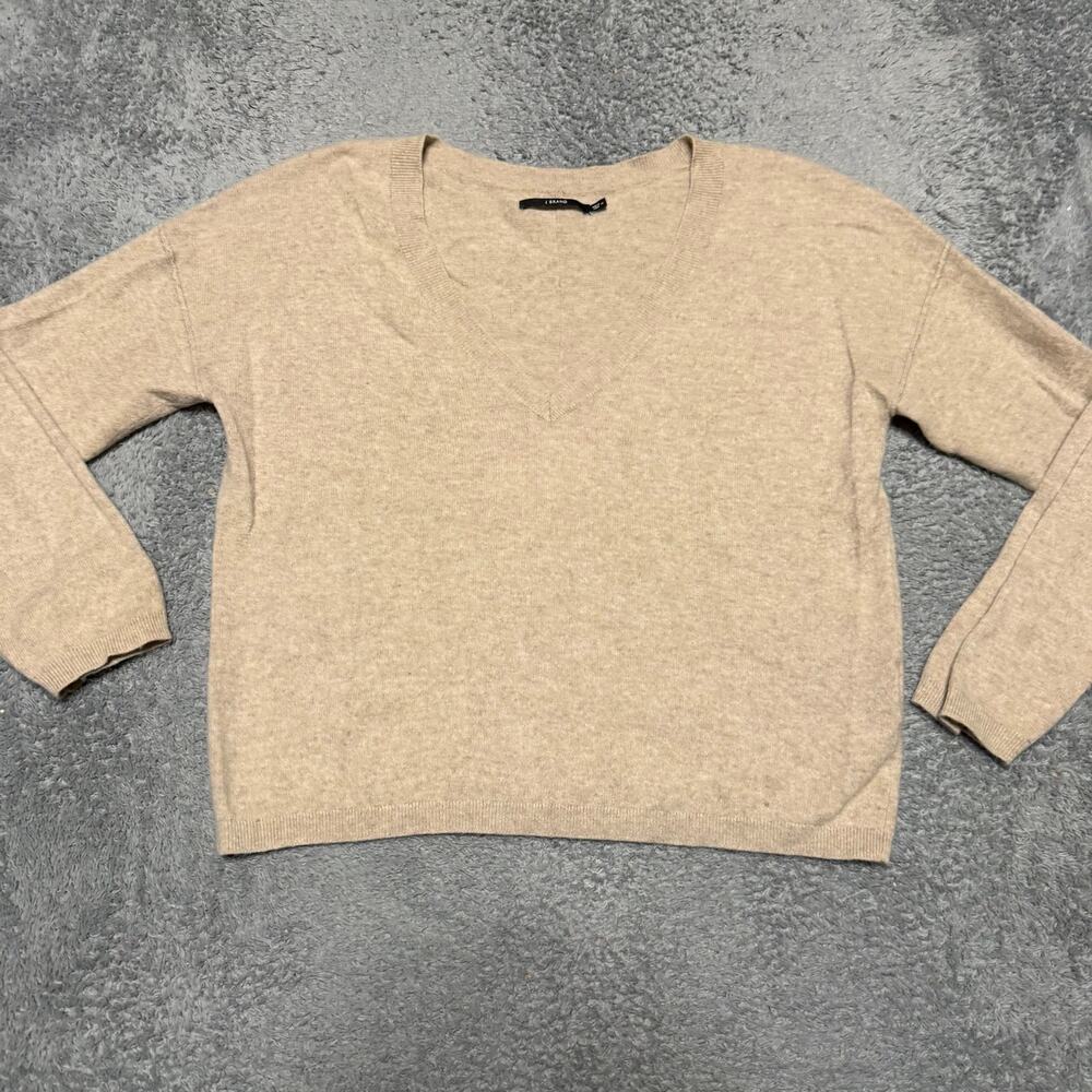 J Brand Cashmere Sweater Womens Medium Tan Beige V Neck